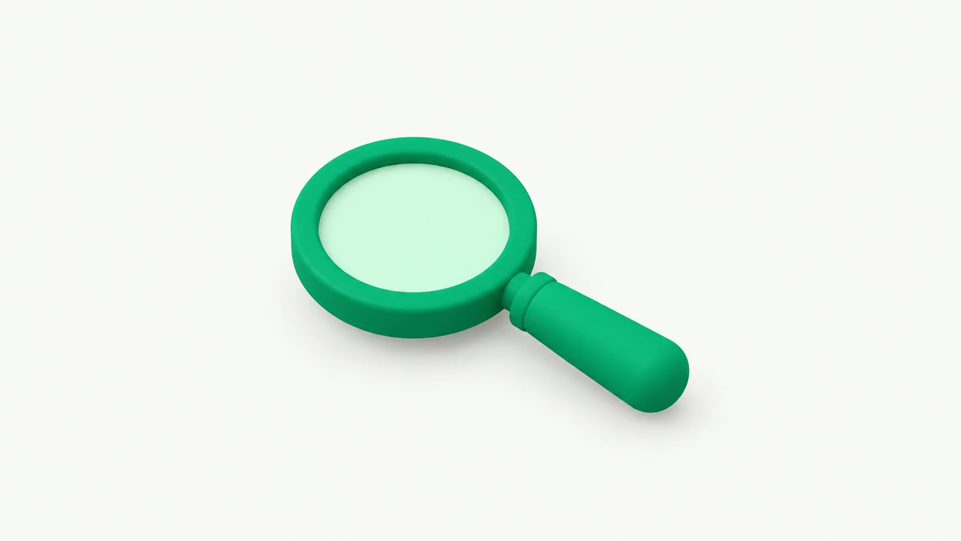Ilustración de una lupa verde en 3D sobre fondo claro, la imagen que abre el artículo sobre la nueva búsqueda con IA.